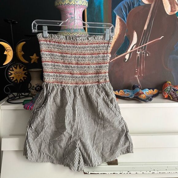 American Eagle Outfitters Striped Jumpsuit - Black, Tan, and Orange XS - Picture 4 of 16